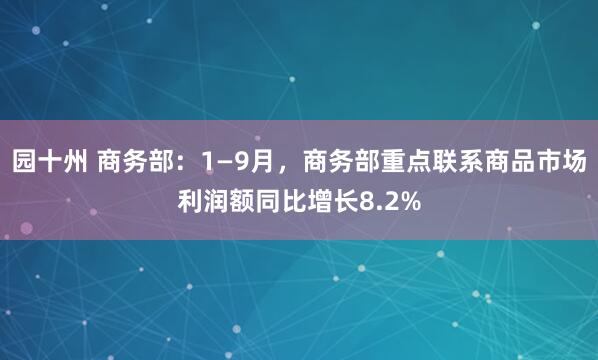 园十州 商务部：1—9月，商务部重点联系商品市场利润额同比增长8.2%