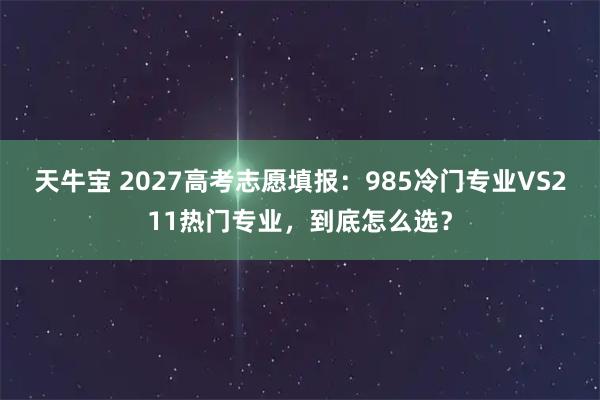 天牛宝 2027高考志愿填报:985冷门专业VS211热门专业,到底怎么选?